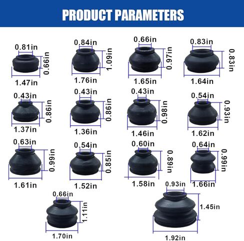 Craedli 14PCS Universal Ball Joint Boot Replacement, Rubber Tie Rod End Boots Dust Protection Cover Kit, Auto Suspension Steering System Parts Accessories for Cars Trucks SUVs (Black) in Saudi Arabia