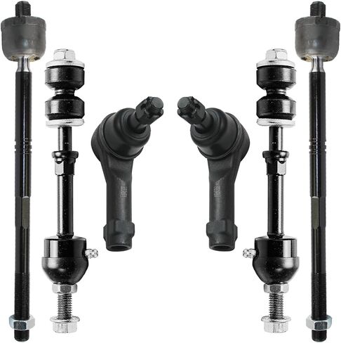 محور ديترويت - مجموعة قضبان ربط أمامية مكونة من 6 قطع RWD لـ 2005-2008 Ford F-150 2006-2008 Lincoln Mark LT، 2 وصلات شريط Sway 4 أطراف قضيب ربط داخلية وخارجية بديلة in Kuwait