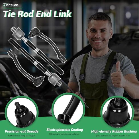 4PC Front Outer & Inner Tie Rod Sway Bar End Link Compatible with Fit for Kia Forte Forte5 Forte Koup 2014 2015 2016 2017 2018#OE ES801064 ES801065 EV801061 in Kuwait