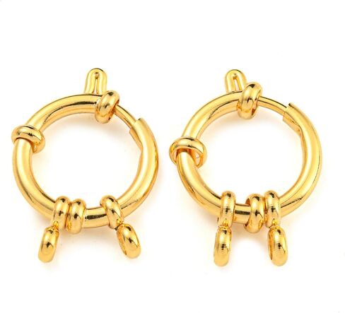 10Pcs Stainless Steel Spring Ring Clasps Jewelry Making Findings Real 24K Gold Plated for Necklaces Bracelets DIY Jewelry Making,18x4.5mm in Kuwait
