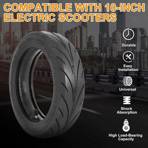 60/70-6.5 Inner Tube and Outer Tire Set Replacement for Electric Scooter, Hoverboard, Self-balancing Bike, 10x2.50-6.5 Scooter Tire Lightweight Wear Resistant Black Scooter Parts Accessories in Saudi Arabia