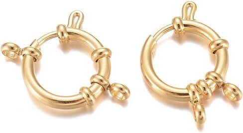 10Pcs Stainless Steel Spring Ring Clasps Jewelry Making Findings Real 24K Gold Plated for Necklaces Bracelets DIY Jewelry Making,18x4.5mm in Kuwait