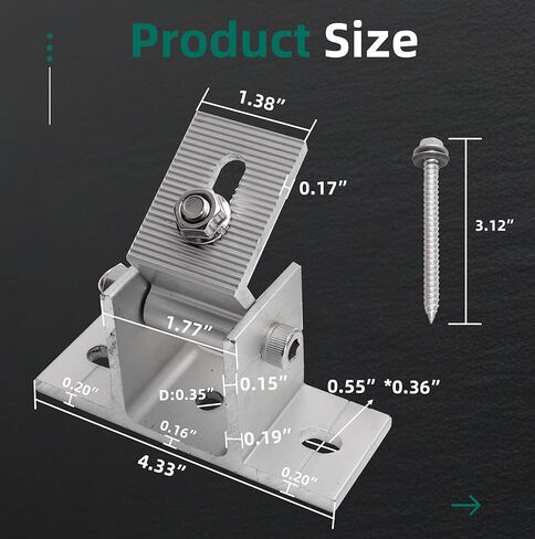 4 Pack Adjustable Solar Panel Tilt Mount Bracket Base, Tilt Angle 10°-60° Flat Roof Mount Holder, RV Solar Panel Mounts Clamp, Solar Panel Roof Panel Stand in Saudi Arabia