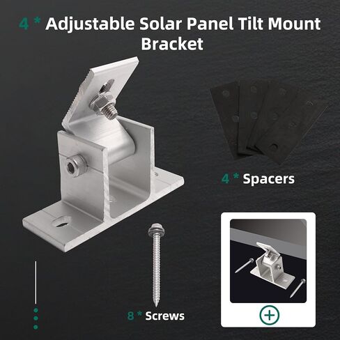 4 Pack Adjustable Solar Panel Tilt Mount Bracket Base, Tilt Angle 10°-60° Flat Roof Mount Holder, RV Solar Panel Mounts Clamp, Solar Panel Roof Panel Stand in Saudi Arabia
