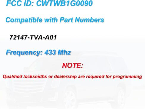 Keyless Entry Key fob Replacement fits for Honda Accord 2018-2021 Smart Car Keyless Entry Remote CWTWB1G0090 433 Mhz 72147-TVA-A01 in Kuwait