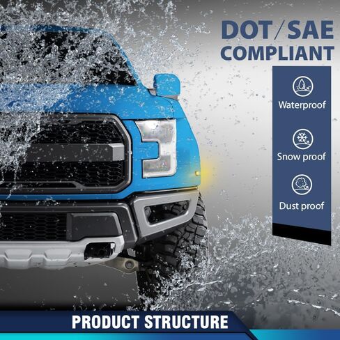 PIT66 Front Daytime Running Side Marker Lamp Compatible with Ford F150 Raptor 2017-2022 HL3Z-15442-B, HL3Z-15442-K Black PP in Kuwait