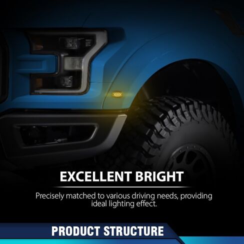 PIT66 Front Daytime Running Side Marker Lamp Compatible with Ford F150 Raptor 2017-2022 HL3Z-15442-B, HL3Z-15442-K Black PP in Kuwait