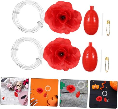 Abaodam 3pcs Realistic Red Rose Water Squirting Brooch Lightweight Party Prank Accessory for Halloween Christmas Gatherings Portable Novelty Spray Flower in Kuwait