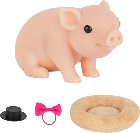 Silicone Reborn Pig Animal Doll Toy, Realistic Piglet Animal Toy, Mini Piggy Model for Birthday Gift, Home Decor, Sitting Pig in Saudi Arabia