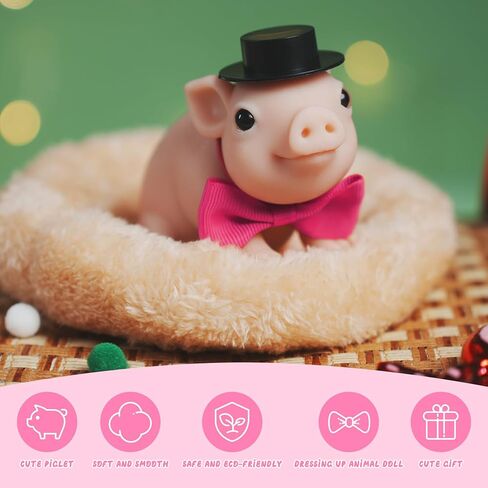 Silicone Reborn Pig Animal Doll Toy, Realistic Piglet Animal Toy, Mini Piggy Model for Birthday Gift, Home Decor, Sitting Pig in Saudi Arabia
