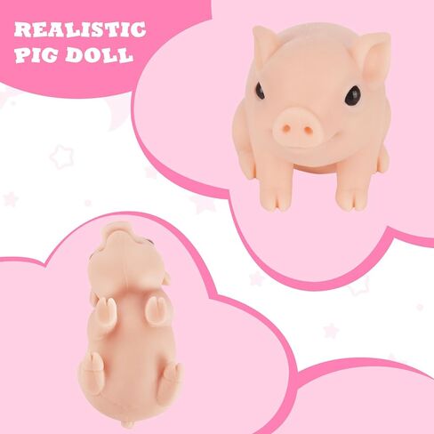 Silicone Reborn Pig Animal Doll Toy, Realistic Piglet Animal Toy, Mini Piggy Model for Birthday Gift, Home Decor, Sitting Pig in Saudi Arabia