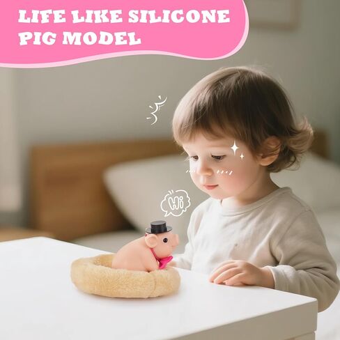 Silicone Reborn Pig Animal Doll Toy, Realistic Piglet Animal Toy, Mini Piggy Model for Birthday Gift, Home Decor, Sitting Pig in Saudi Arabia