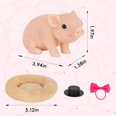 Silicone Reborn Pig Animal Doll Toy, Realistic Piglet Animal Toy, Mini Piggy Model for Birthday Gift, Home Decor, Sitting Pig in Saudi Arabia