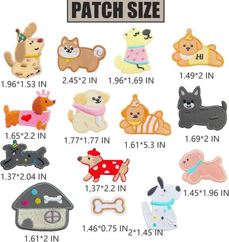 15Pcs Small Cute Dog Patches, Embroidered Appliques Patches Self-Adhesive Glue or Sew-On for Clothes, Jackets, Jeans, Backpacks, Hats, Personalized Decorative Patch (Cute Dog, 15PCS) in Saudi Arabia