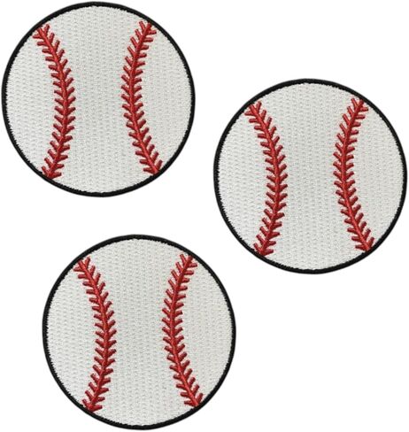 Baseball Ball Iron On Patch – Sports Baseball Emblem, DIY Sew-On Patch for Jackets, Hats, Bags, and Athletic Apparel 2.55 Inch 3 Pcs in Kuwait