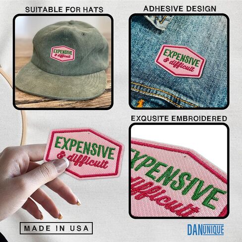 Expensive and Difficult Patch Funny Girl Trucker Hat Patch Iron On Embroidery Patch for Caps, Bags, Backpacks, Hat, Jackets, Uniform DIY Gifts for Her Him 3 Inches in Kuwait
