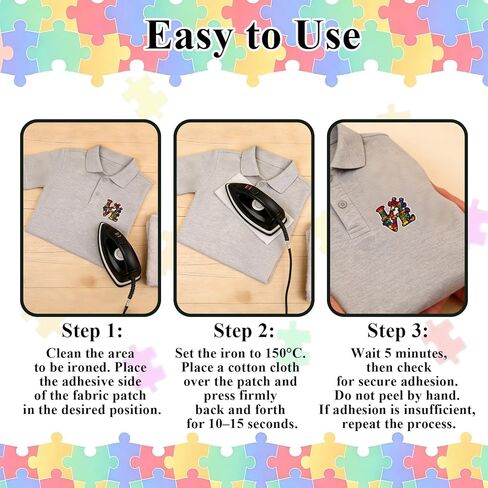 Autism Awareness Iron on Patches, 8PCS Puzzle Piece Embroidered Patches, Rainbow Infinity Love Ribbon Hand Heart Designs, Sew/Iron On Appliques for Clothes, Backpacks, Hats, DIY Decorations in Saudi Arabia