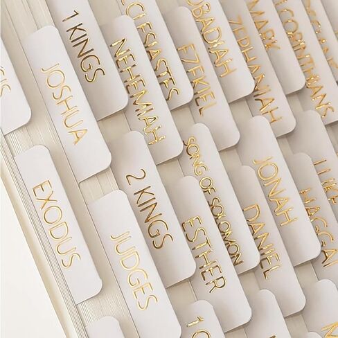 Laminated Bible Tabs, Gold Foil Embossed Lettering Bible Chapter Index Tabs for Women Men, Reposition Large Print Sticky Labels, Easy to Read and Apply, 75Chapters Labels for Easy Navigation in Kuwait