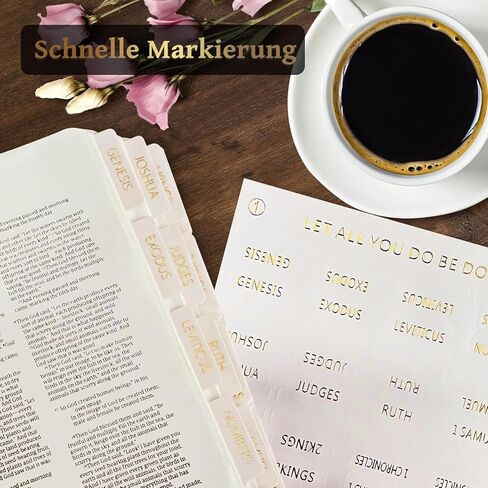 Laminated Bible Tabs, Gold Foil Embossed Lettering Bible Chapter Index Tabs for Women Men, Reposition Large Print Sticky Labels, Easy to Read and Apply, 75Chapters Labels for Easy Navigation in Kuwait