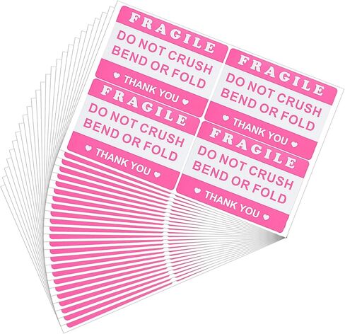 Mabor 100Pcs 2"x3" Pink Fragile Sticker, Do Not Crush Bend or Fold Labels Stickers, Adhesive Fragile Stickers for Shipping Moving Mailing Cartons Envelops in Kuwait