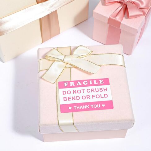 Mabor 100Pcs 2"x3" Pink Fragile Sticker, Do Not Crush Bend or Fold Labels Stickers, Adhesive Fragile Stickers for Shipping Moving Mailing Cartons Envelops in Kuwait
