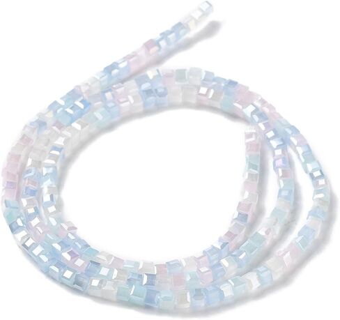 About 170pcs Gradient Color Plated Glass Bead, 2.5x2.5mm Segmented Multi-Color Light Sky Blue Faceted Cube Loose Spacer Beads for Jewelry Making for DIY Bracelet Necklace Earrings, Hole: 0.8mm in Kuwait