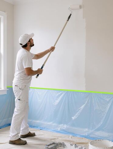 SARDVISA 2 Packs Pre-Taped Masking Film - 22" x 66' Painters Plastic Sheeting with Tape, Masking Master for Automotive & Home Painting, Wall Car Furniture Floor Protection in Kuwait