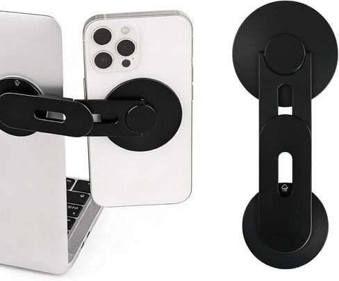 Magnetic Phone Holder for Laptop, 180° Adjustable MagSafe Monitor Side Mount for iPhone 17 Pro Max/16/15/14/13/12 & All, Slim Portable Foldable Computer Expansion Bracket (Black) in Saudi Arabia