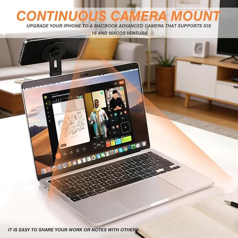 Magnetic Phone Holder for Laptop, 180° Adjustable MagSafe Monitor Side Mount for iPhone 17 Pro Max/16/15/14/13/12 & All, Slim Portable Foldable Computer Expansion Bracket (Black) in Saudi Arabia
