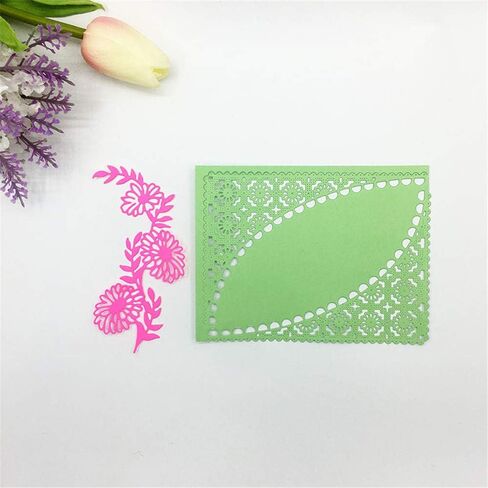 Metal Three Flower Corner Lace Cutting Dies,Flower Greeting Card Edge Corner Lace Die Cuts Embossing Stencils Template Mould for Card Making Scrapbooking and DIY Craft Album Paper Card Decor in Kuwait