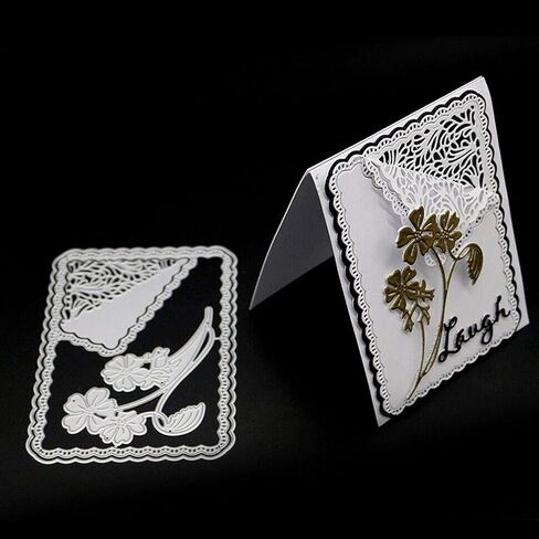 Metal Three Flower Corner Lace Cutting Dies,Flower Greeting Card Edge Corner Lace Die Cuts Embossing Stencils Template Mould for Card Making Scrapbooking and DIY Craft Album Paper Card Decor in Kuwait
