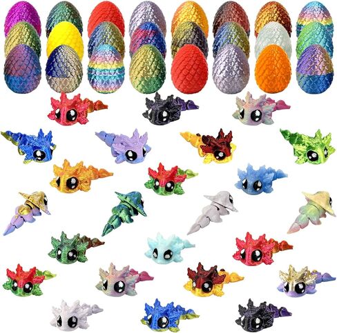 24PCS 3D Printed Easter Eggs,with 24Pcs 3d printed Animals Axolotl Figure Toys,Flexible Articulated,Perfect for Classroom Gift Exchanges,Party Favors,and Carnival Prizes in Kuwait