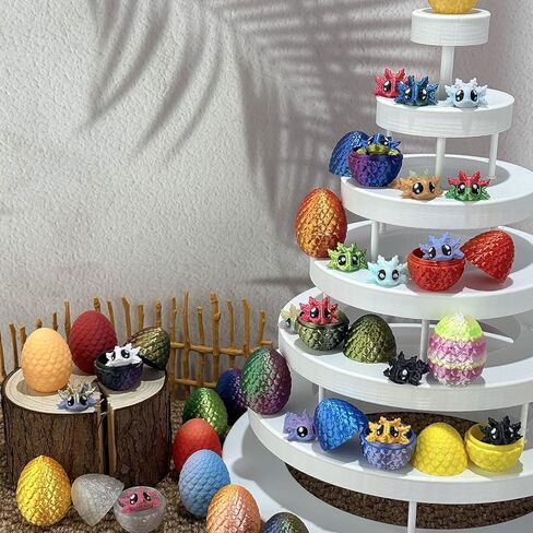 24PCS 3D Printed Easter Eggs,with 24Pcs 3d printed Animals Axolotl Figure Toys,Flexible Articulated,Perfect for Classroom Gift Exchanges,Party Favors,and Carnival Prizes in Kuwait