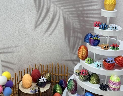 24PCS 3D Printed Easter Eggs,with 24Pcs 3d printed Animals Axolotl Figure Toys,Flexible Articulated,Perfect for Classroom Gift Exchanges,Party Favors,and Carnival Prizes in Kuwait