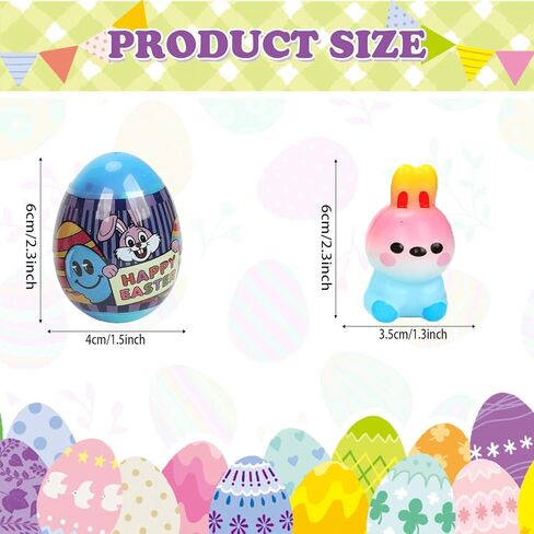 24 Pack Prefilled Easter Eggs with Slow Rising Squishy Toy Inside,Stress Relief Toys for Kids, Easter Basket Stuffers, Party Favors, Egg Hunt Fillers,Party Favor in Saudi Arabia