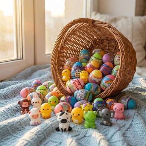 24 Pack Prefilled Easter Eggs with Slow Rising Squishy Toy Inside,Stress Relief Toys for Kids, Easter Basket Stuffers, Party Favors, Egg Hunt Fillers,Party Favor in Saudi Arabia