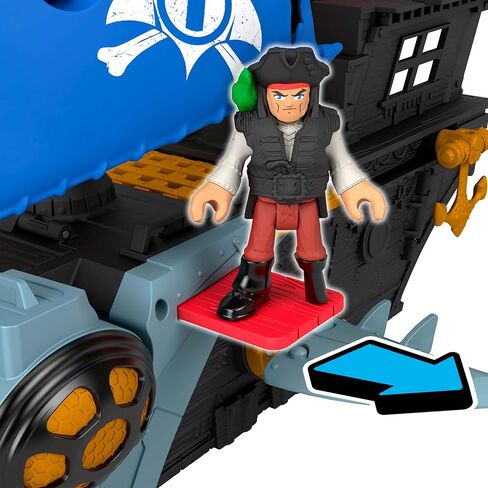 Fisher-Price Imaginext Shark Bite Pirate Ship Playset with 2 Action Figures & Toy Boat with Biting Jaws and Launcher, 12 Accessories (Amazon Exclusive) in Kuwait