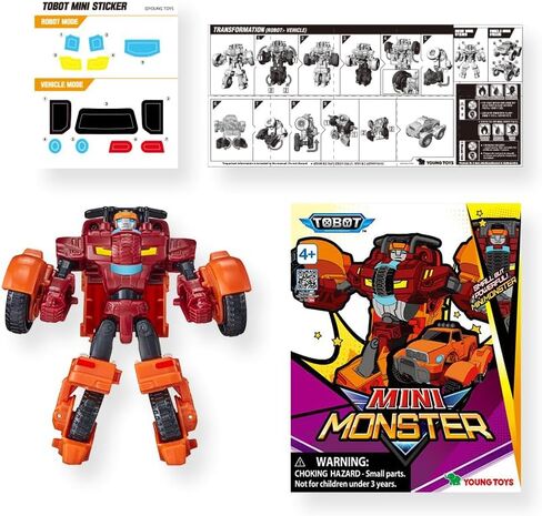 TOBOT GD, MINI Monster, Youngtoys Transforming Collectible Vehicle to Robot, Heroes Animation Character Toys for Kids 4 and up Transform Toys Cars, Mini Size 5-inch in Saudi Arabia