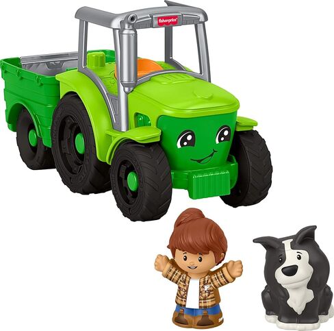 Fisher-Price Little People Toddler Toy Push & Play Tractor Push-Along Musical Farm Vehicle with 2 Figures for Pretend Play Kids Ages 1+ Years, Multilanguage Version in Kuwait