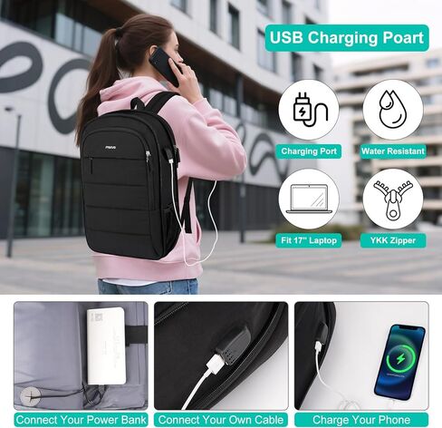 MOSISO 15-15.6 inch Laptop Backpack, Puffy Travel Backpack for Women, Quilted Casual Daypack, 16 inch Expandable Carry on Computer Bookbag with USB Port for College Work Business, Black in Kuwait
