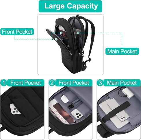 MOSISO 15-15.6 inch Laptop Backpack, Puffy Travel Backpack for Women, Quilted Casual Daypack, 16 inch Expandable Carry on Computer Bookbag with USB Port for College Work Business, Black in Kuwait