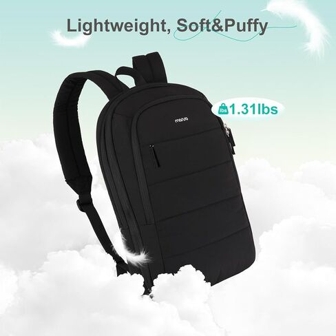 MOSISO 15-15.6 inch Laptop Backpack, Puffy Travel Backpack for Women, Quilted Casual Daypack, 16 inch Expandable Carry on Computer Bookbag with USB Port for College Work Business, Black in Kuwait