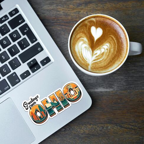 Ohio Sticker 8 Pcs (Large Size) Vinyl Stickers Laptop Waterproof Decal for Car Bumper Water Bottle Notebook Luggage Window Party Birthday Decorations - Size 4 Inches in Kuwait