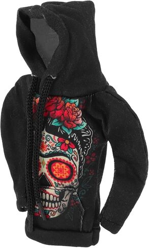 Universal 11x15.5cm/4.33"x6.1" Gear Shift Knob Cover Decoration Stick Shifting Handle Protector Polyester 1 Pc Skeleton Hoodie Style Flower Black in Kuwait