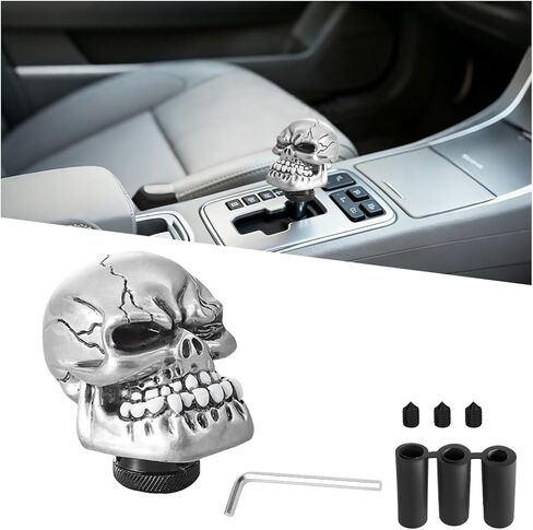 Skull Car Gear Shift Knob, Big Tooth Skull Vehicle Gear Stick Shifter Handle with Adapters, Auto Automatic Manual Transmissions Shifting Lever, Universal Fit (Yellow) in Kuwait