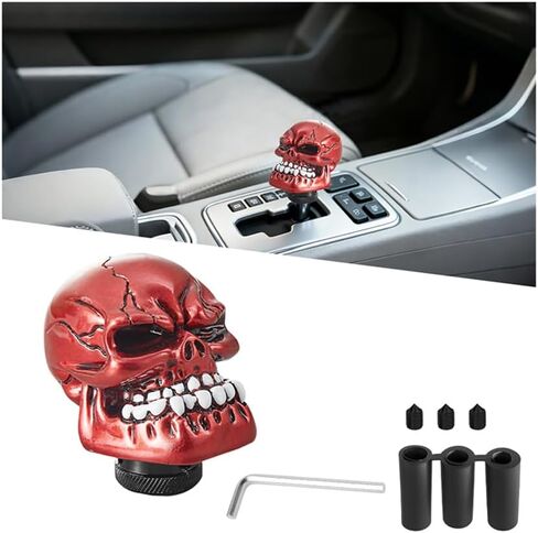 Skull Car Gear Shift Knob, Big Tooth Skull Vehicle Gear Stick Shifter Handle with Adapters, Auto Automatic Manual Transmissions Shifting Lever, Universal Fit (Yellow) in Kuwait