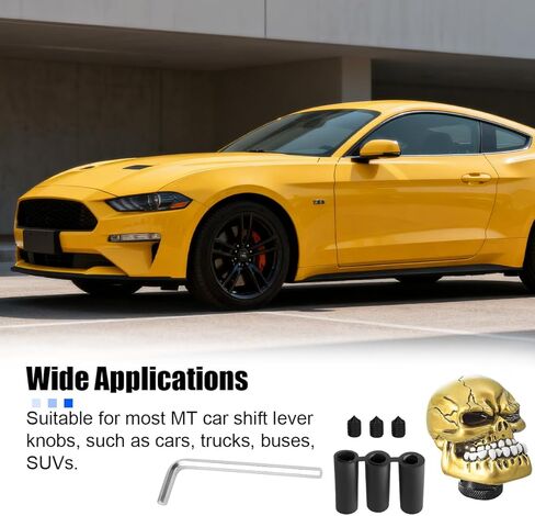 Skull Car Gear Shift Knob, Big Tooth Skull Vehicle Gear Stick Shifter Handle with Adapters, Auto Automatic Manual Transmissions Shifting Lever, Universal Fit (Yellow) in Kuwait