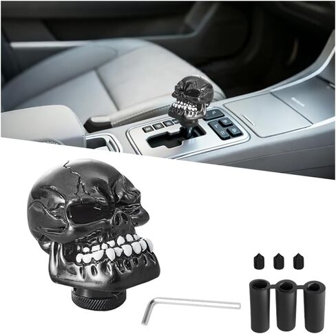 Skull Car Gear Shift Knob, Big Tooth Skull Vehicle Gear Stick Shifter Handle with Adapters, Auto Automatic Manual Transmissions Shifting Lever, Universal Fit (Yellow) in Kuwait