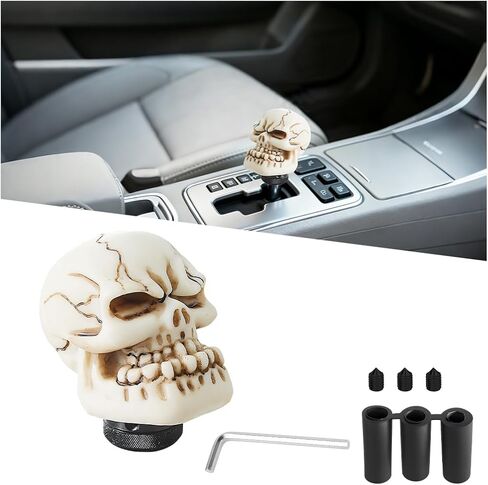 Skull Car Gear Shift Knob, Big Tooth Skull Vehicle Gear Stick Shifter Handle with Adapters, Auto Automatic Manual Transmissions Shifting Lever, Universal Fit (Yellow) in Kuwait