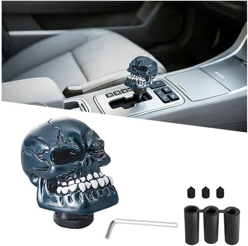 Skull Car Gear Shift Knob, Big Tooth Skull Vehicle Gear Stick Shifter Handle with Adapters, Auto Automatic Manual Transmissions Shifting Lever, Universal Fit (Yellow) in Kuwait